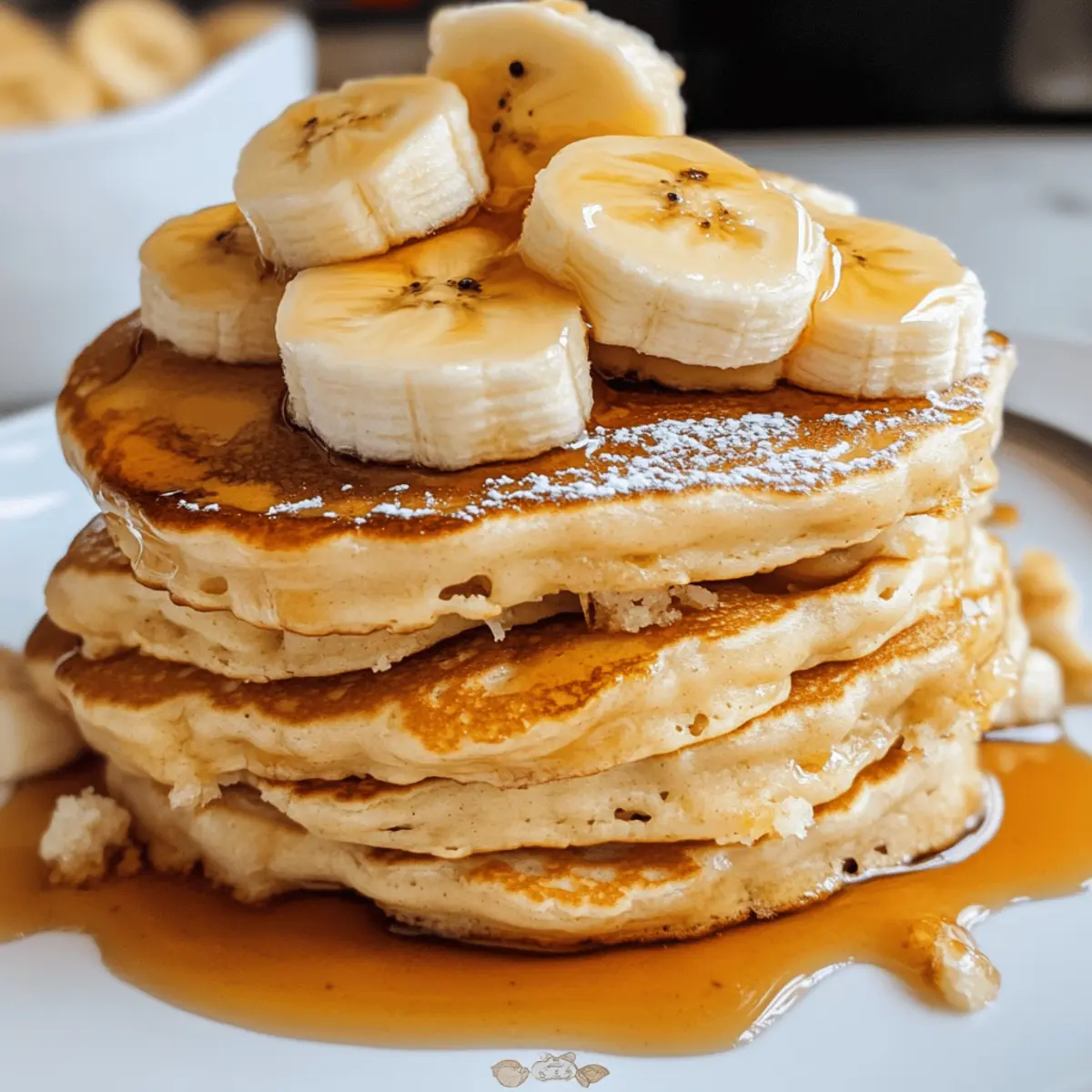 Fluffy Banana Pancake Stack Dessert