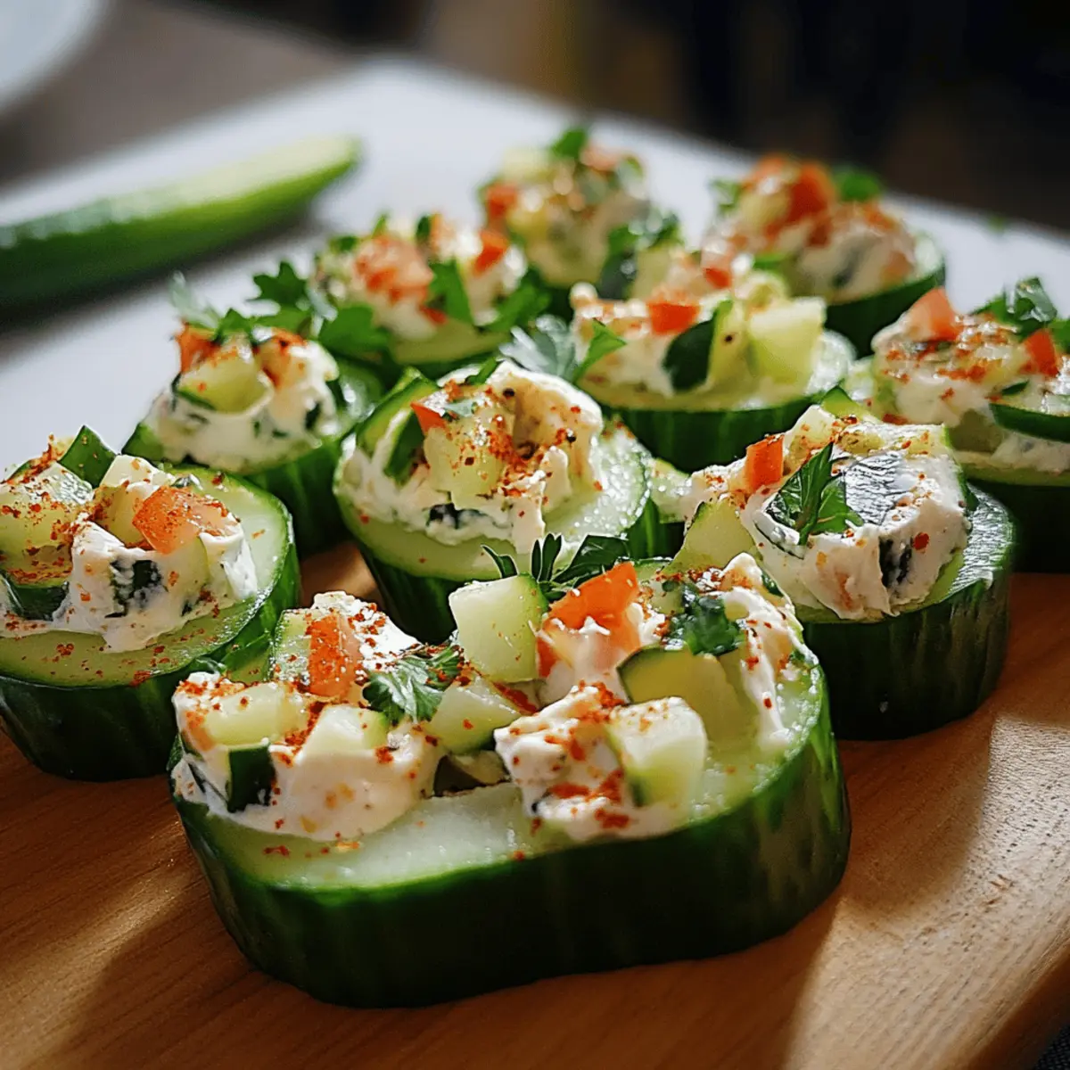 Veggie Stuffed Cucumber Bites