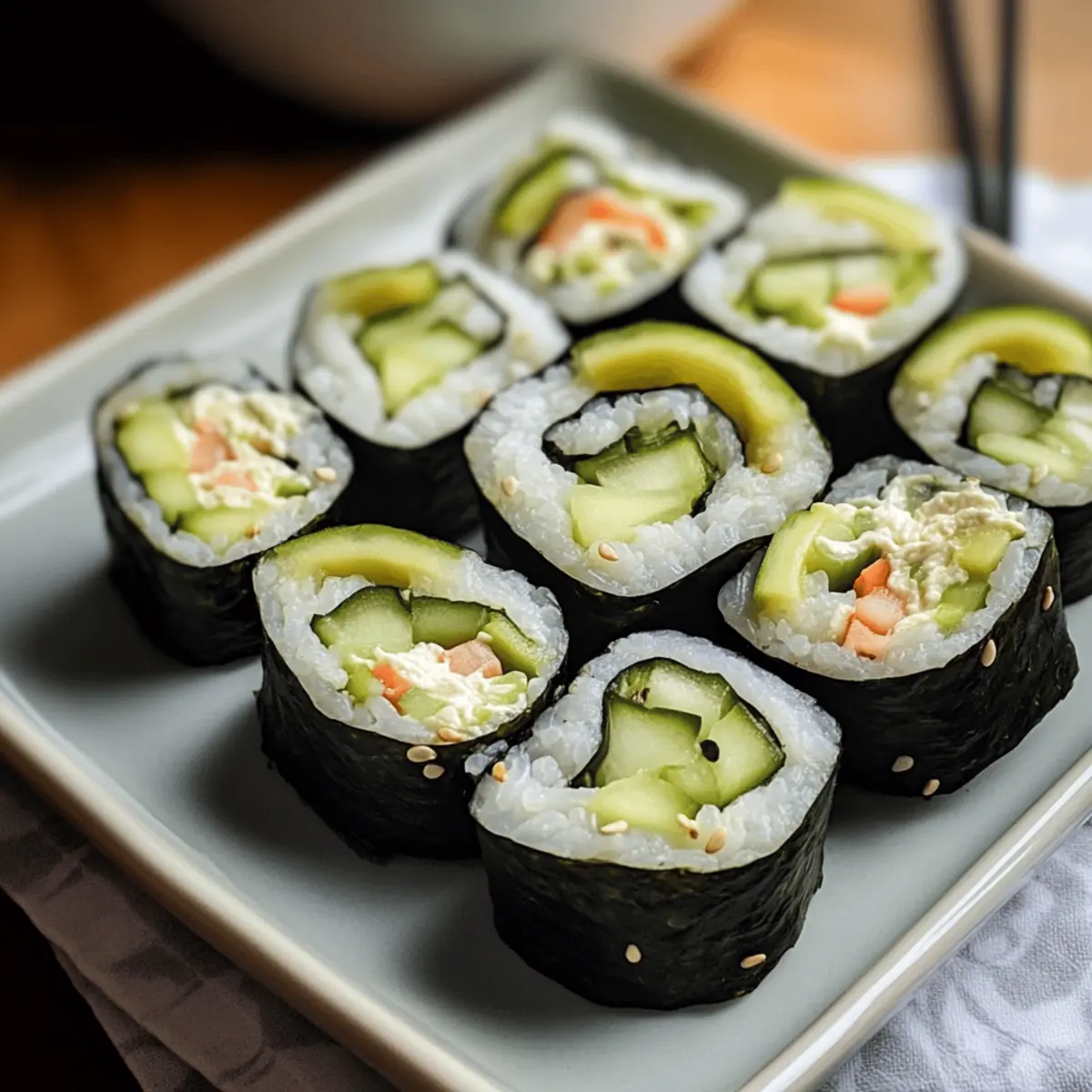 Cucumber Avocado Sushi Rolls