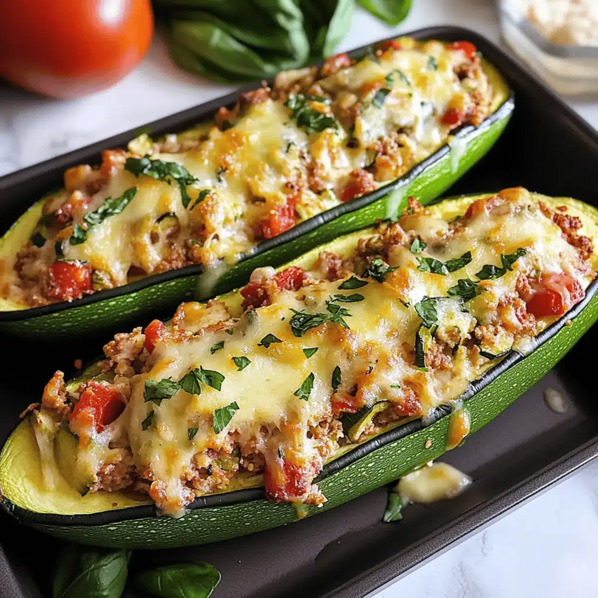 Stuffed Zucchini Vegetarian Boats