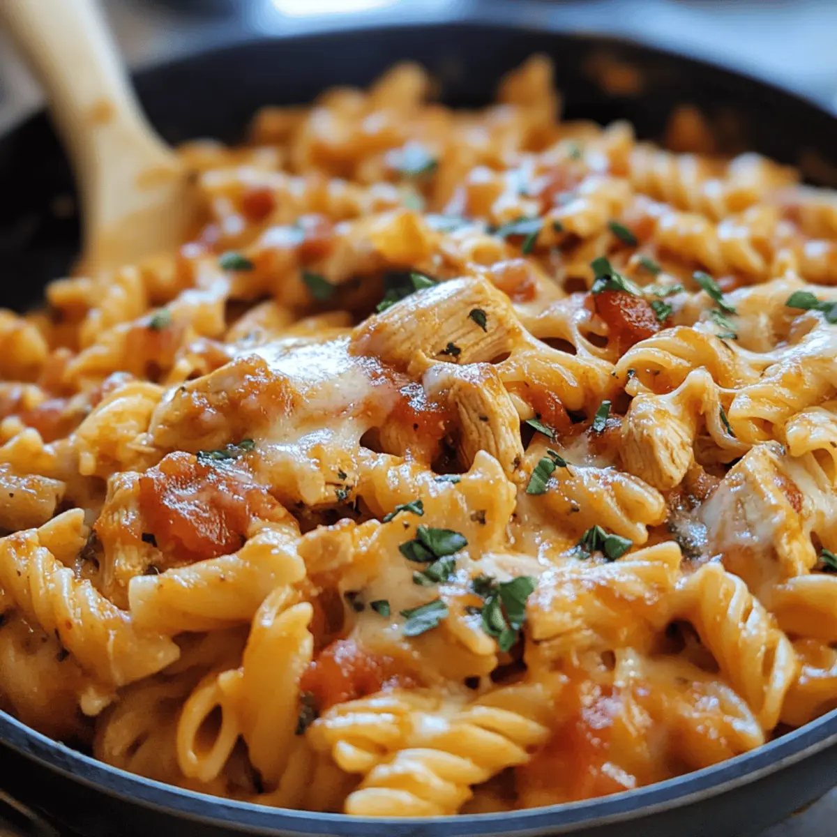 Healthy Cheesy Chicken Pasta Skillet