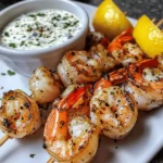 Lemon Herb Shrimp Skewers with Dip