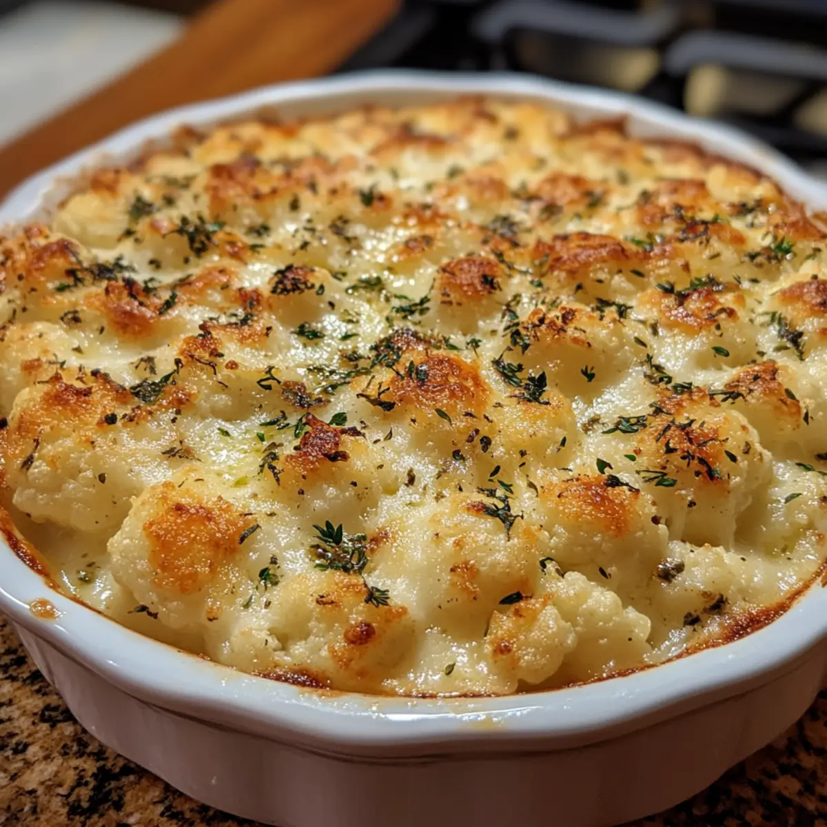 Cheddar Herb Cauliflower Gratin