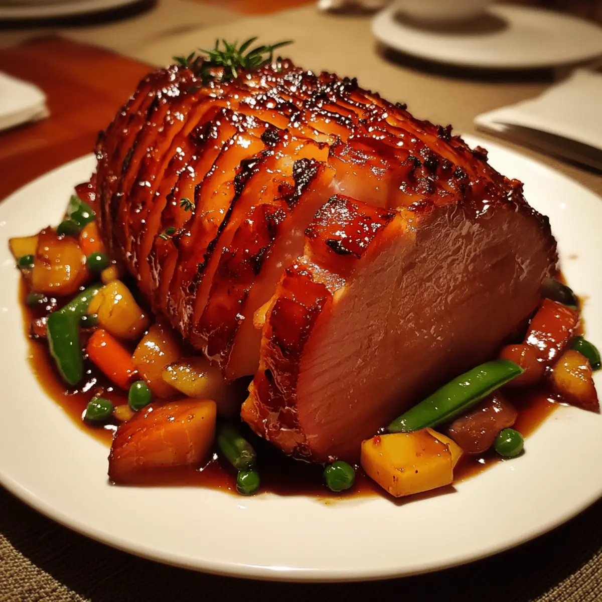 Honey Glazed Ham with Vegetables