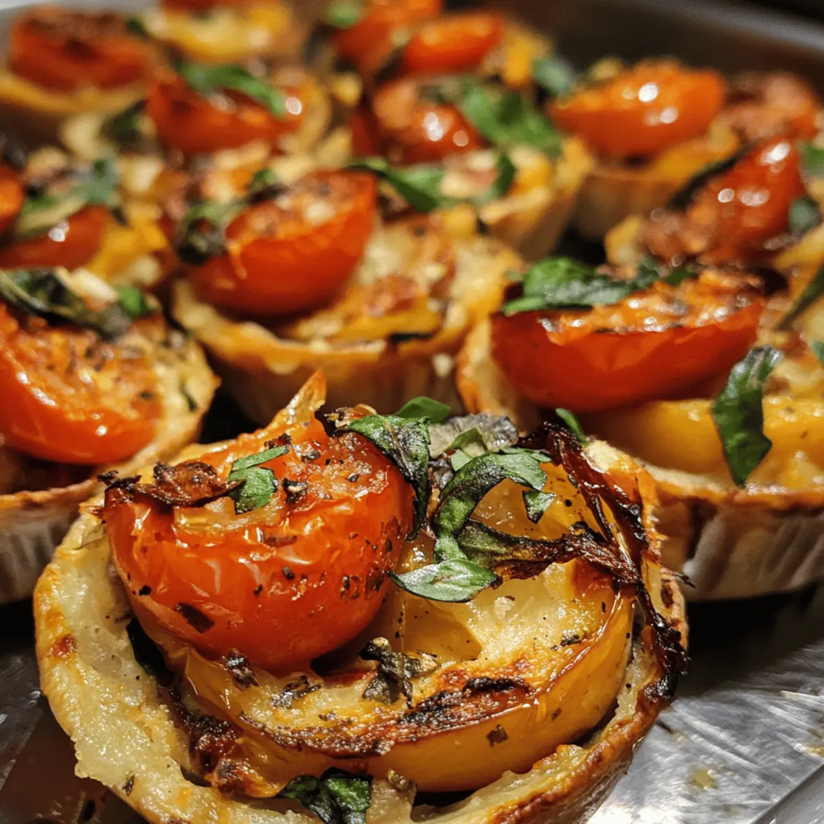 Roasted Garlic Tomato Veggie Cups