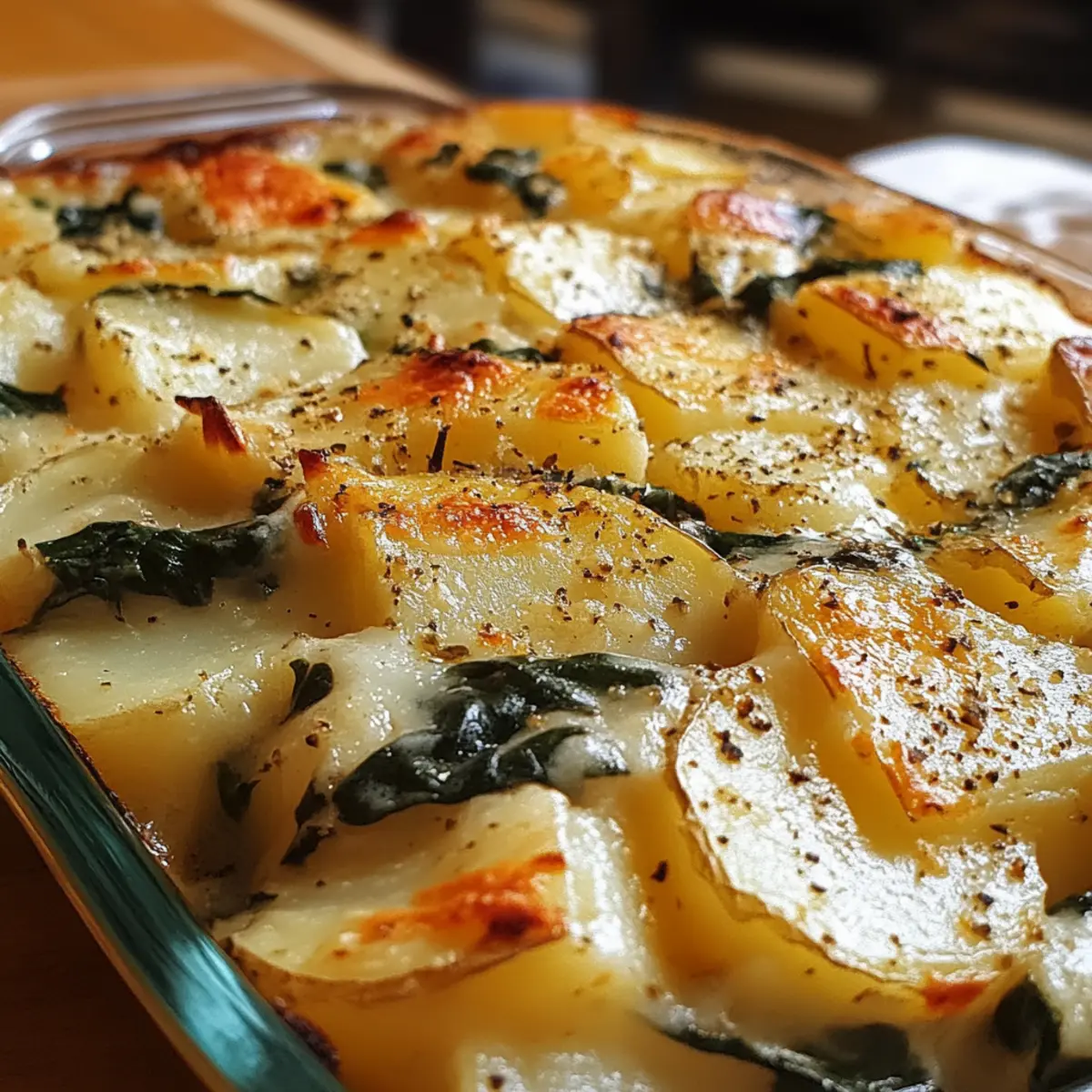 Cheesy Spinach and Potato Bake