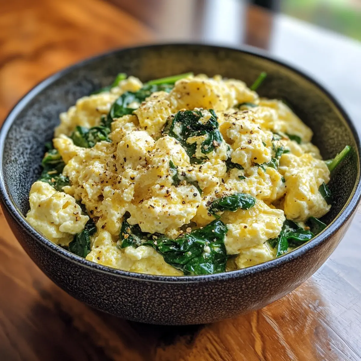 Garlic Spinach Scramble Bowl