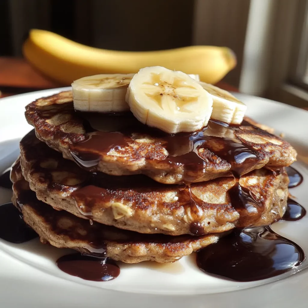 Chocolate Banana Oat Pancakes