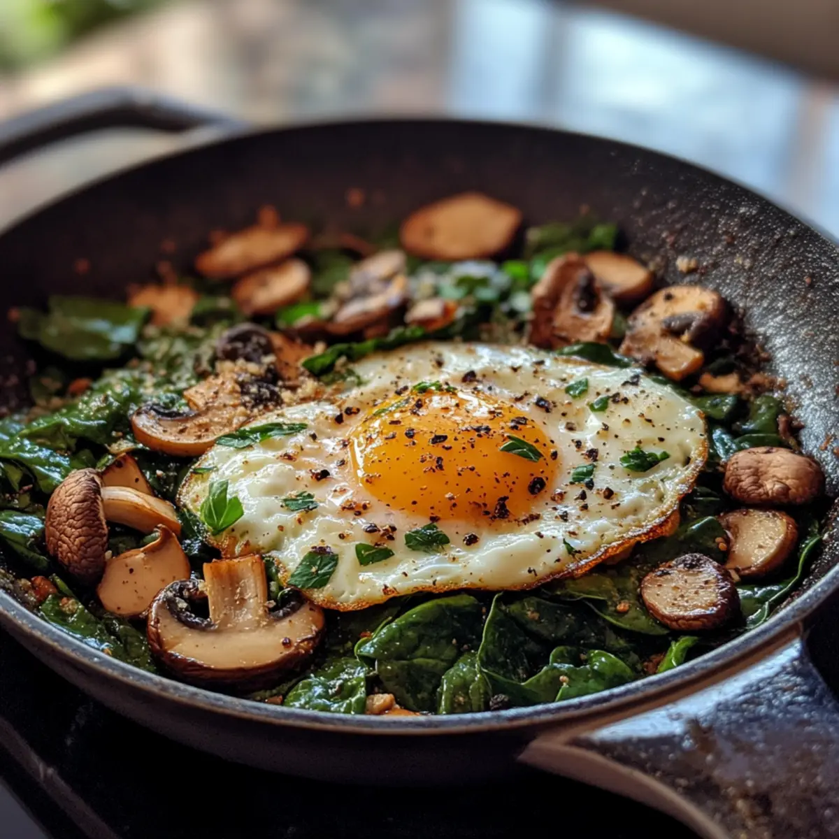 Spinach Mushroom Egg Skillet