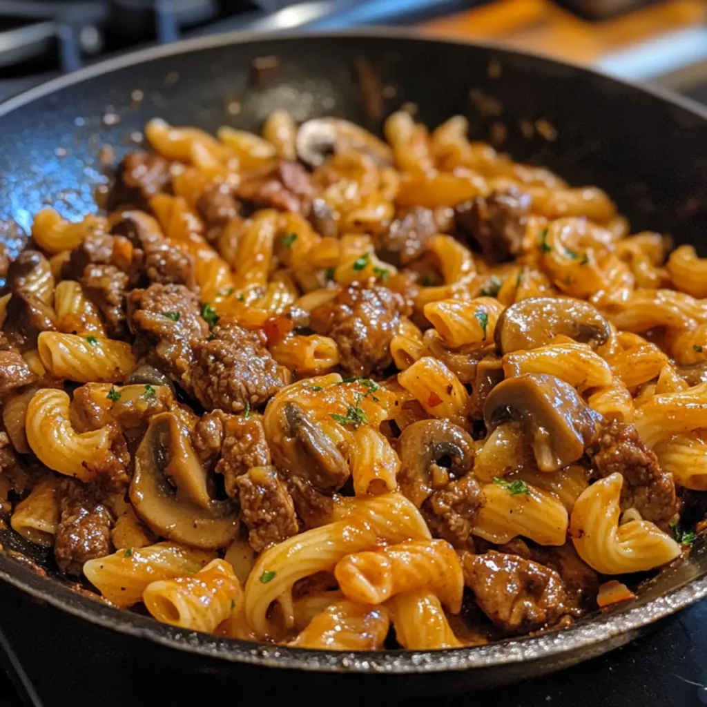 Beef Mushroom Pasta Skillet