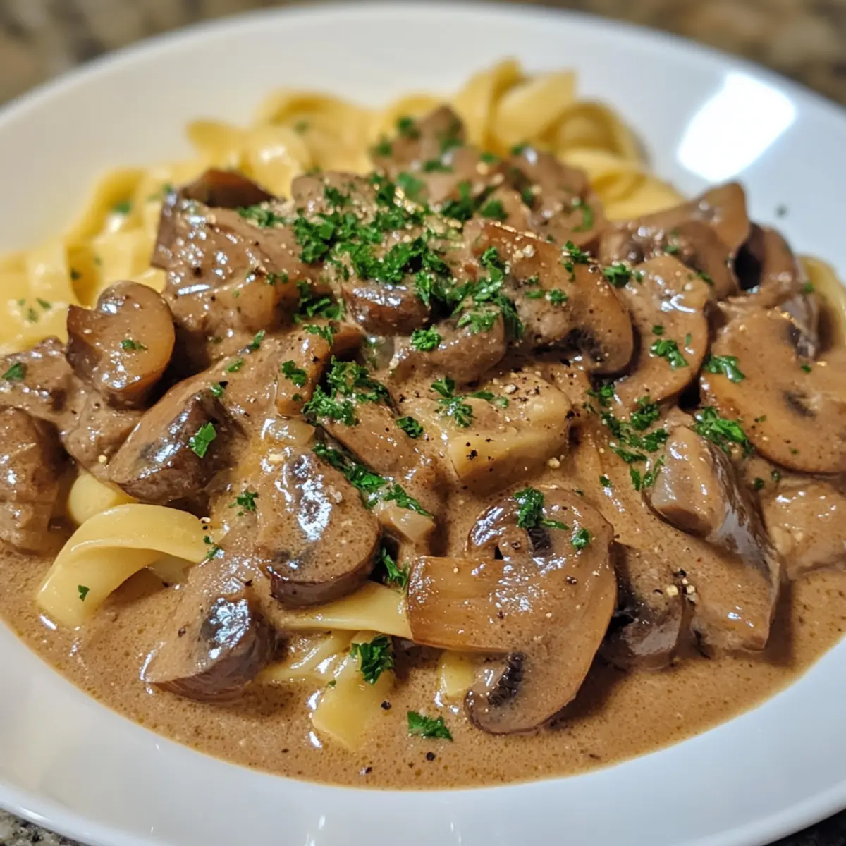 Savory Mushroom Beef Stroganoff Dinner