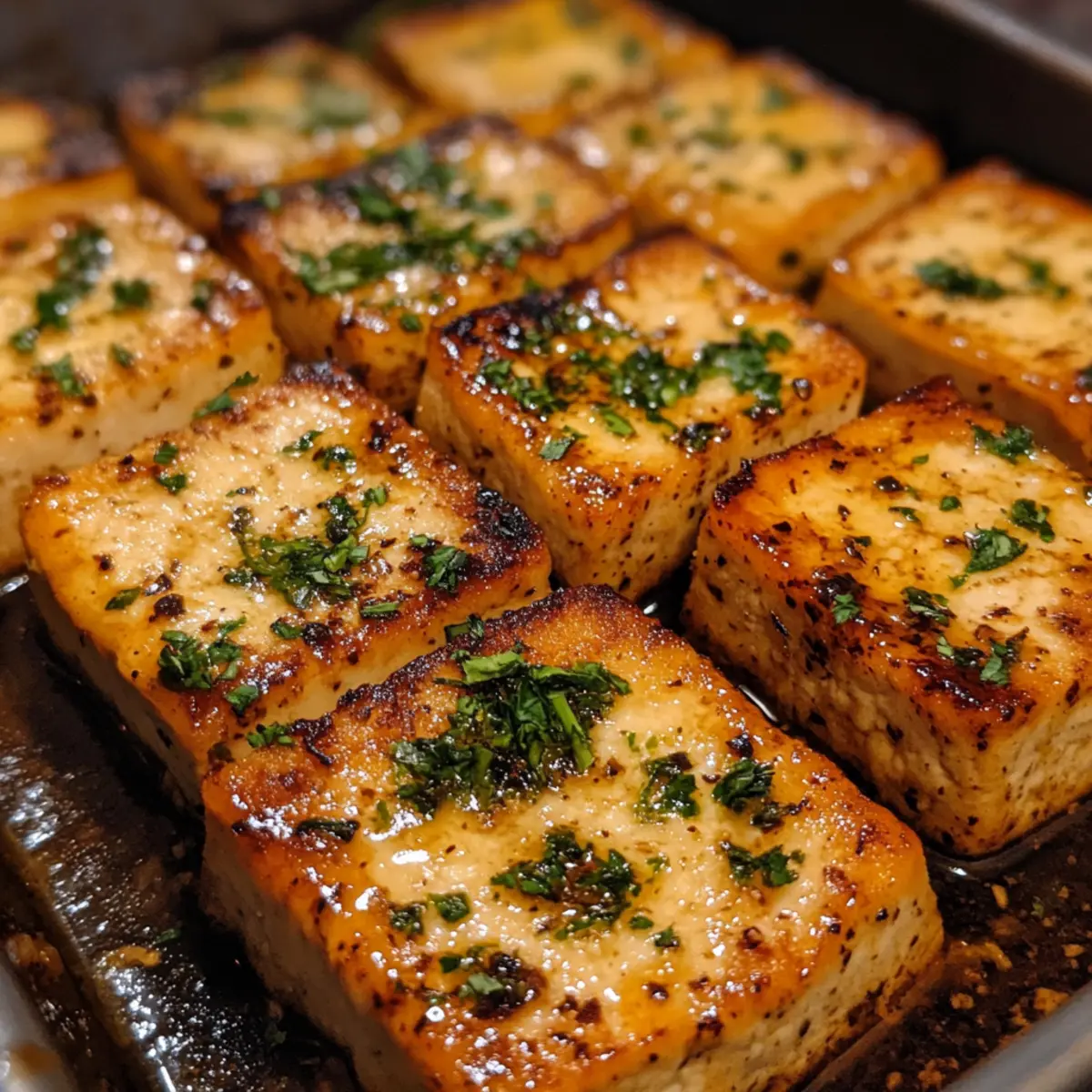 Garlic Herb Baked Tofu