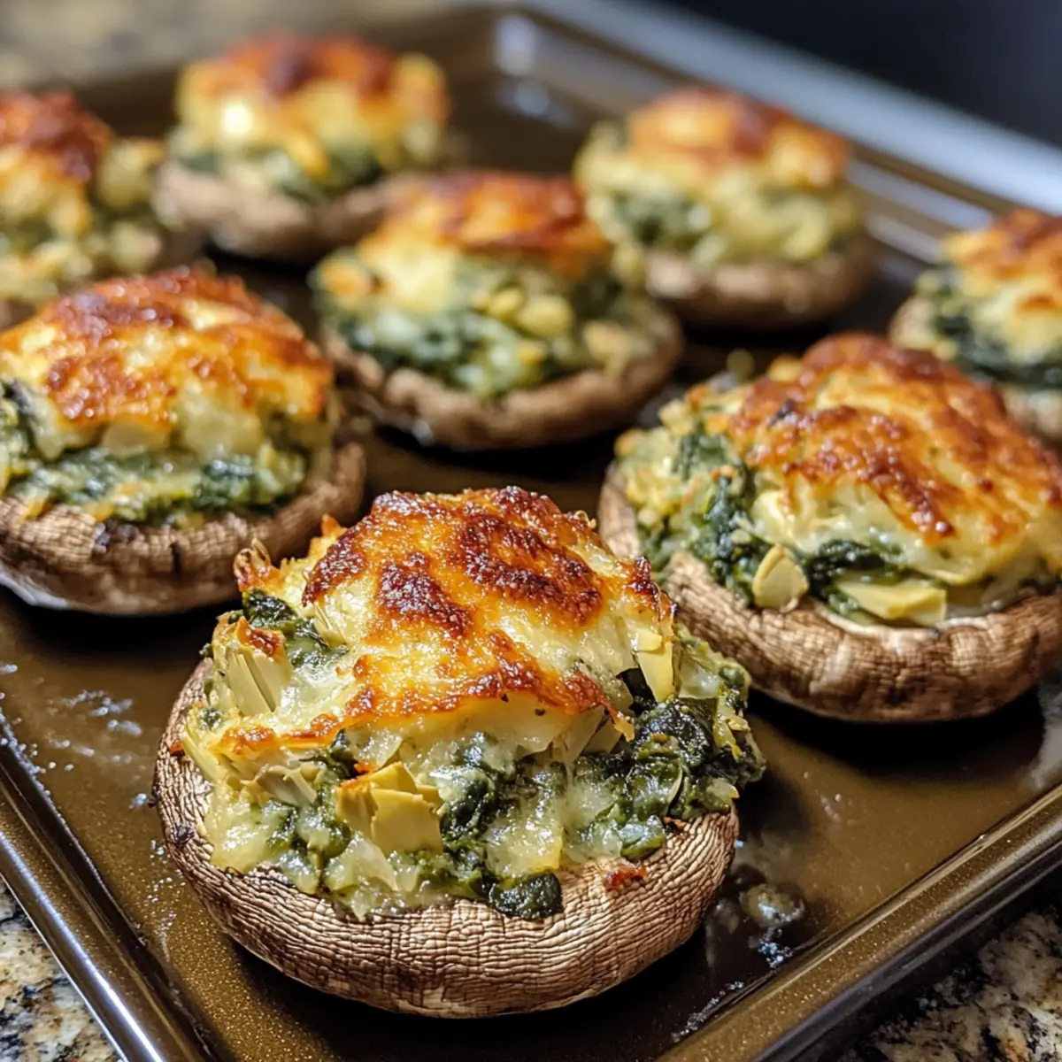 Cheesy Spinach Artichoke Stuffed Mushrooms