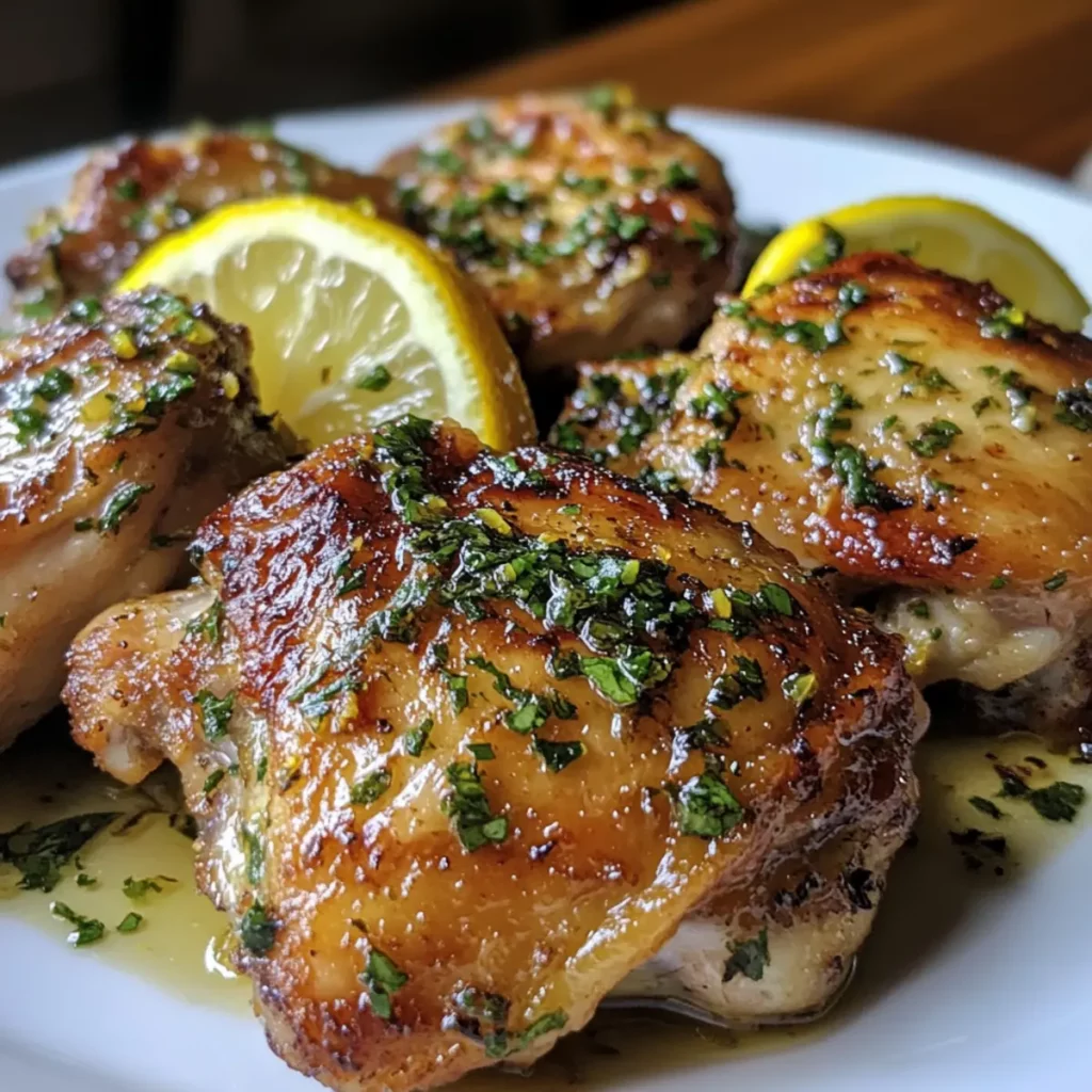Crispy Lemon Garlic Chicken Thighs