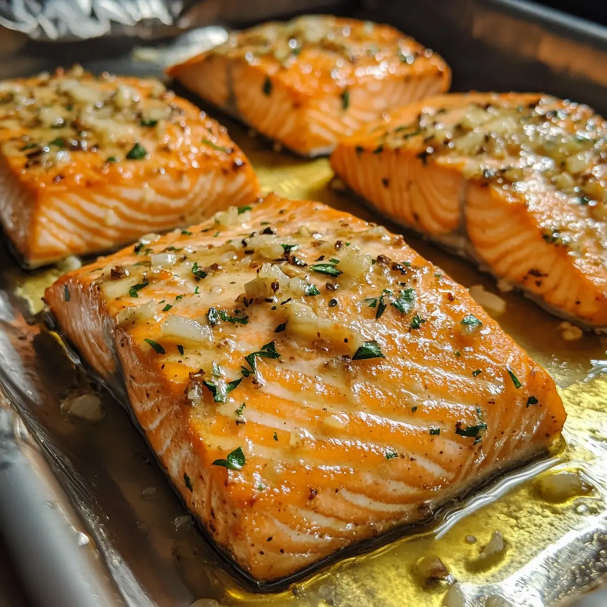 Garlic Butter Baked Salmon Fillets
