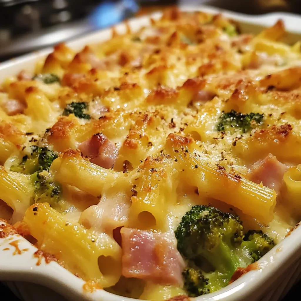 Cheesy Ham and Broccoli Pasta Bake