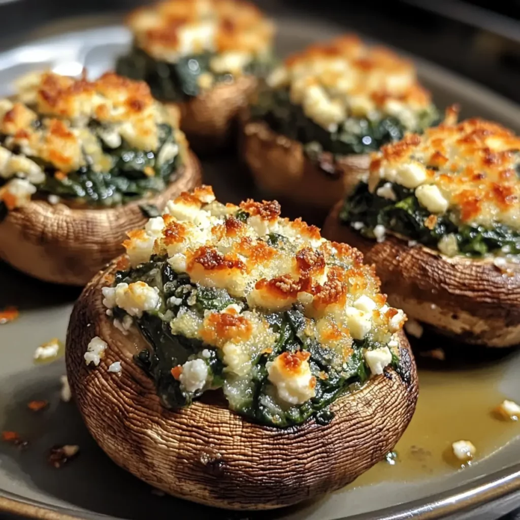 Spinach and Feta Stuffed Mushrooms