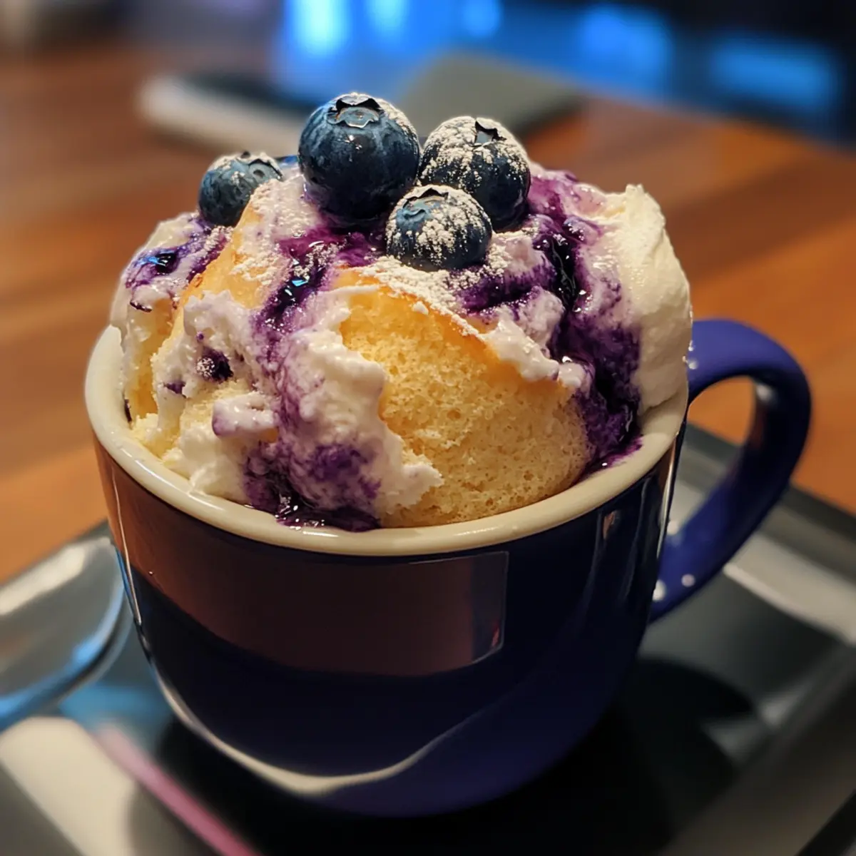 Fluffy Blueberry Pancake Mug Cake