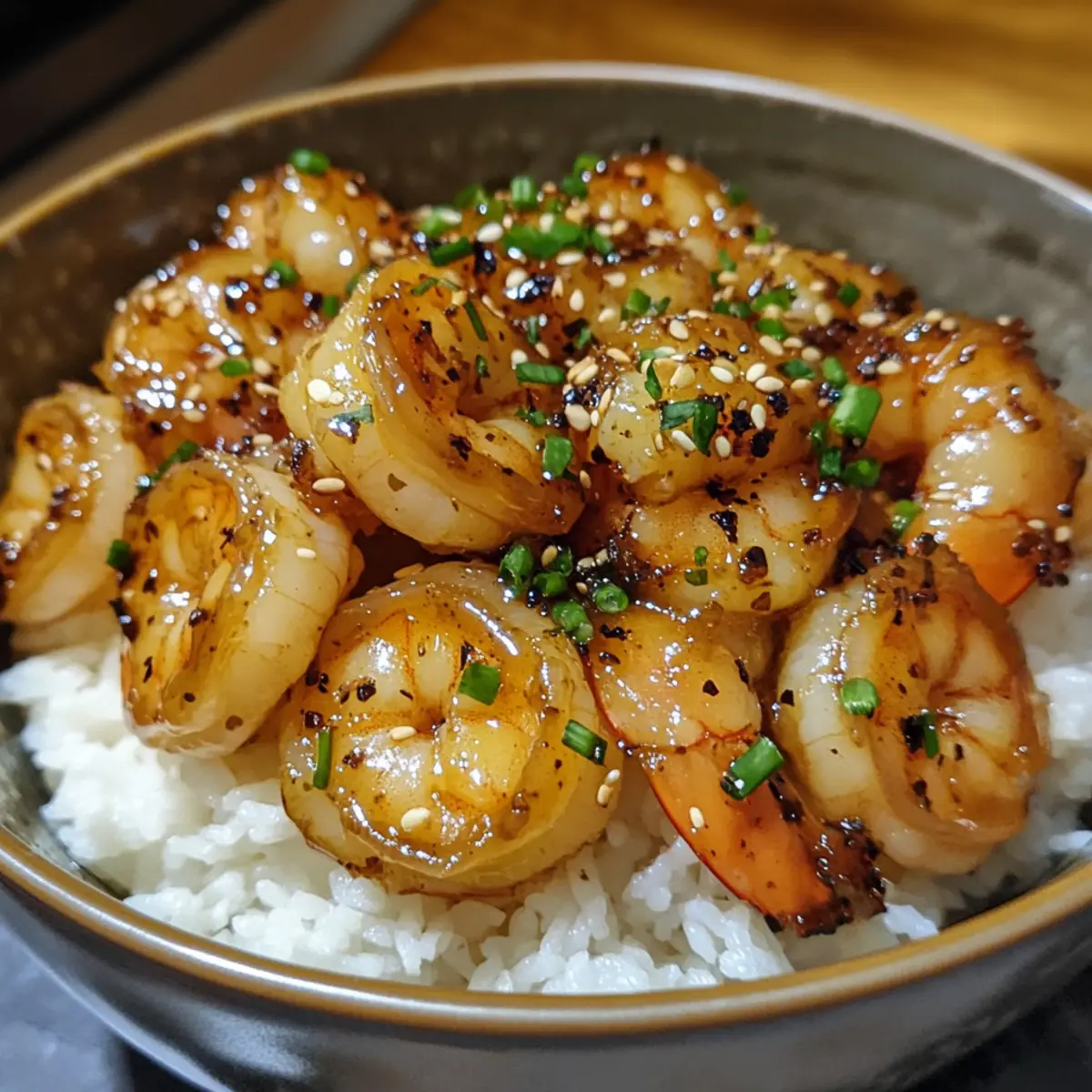 Honey Glazed Garlic Shrimp Bowl