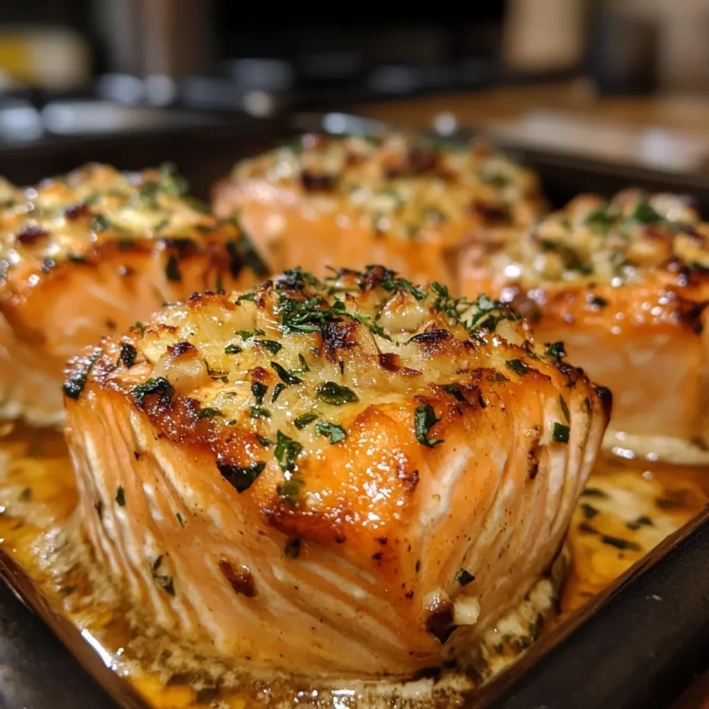 Garlic Butter Baked Salmon Cups