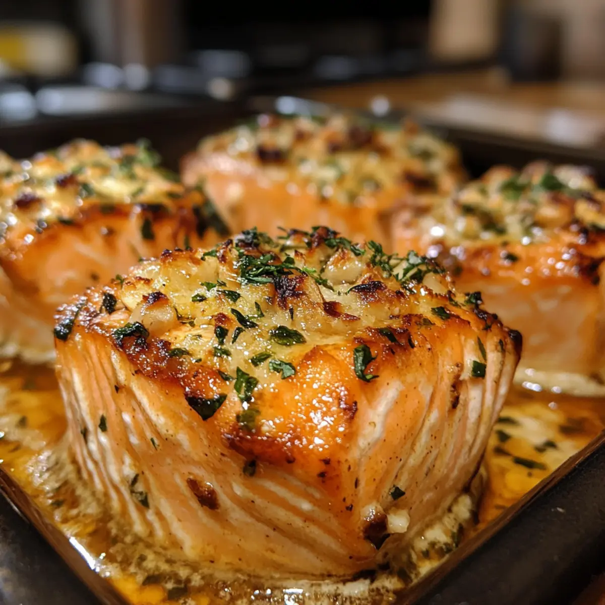 Garlic Butter Baked Salmon Cups