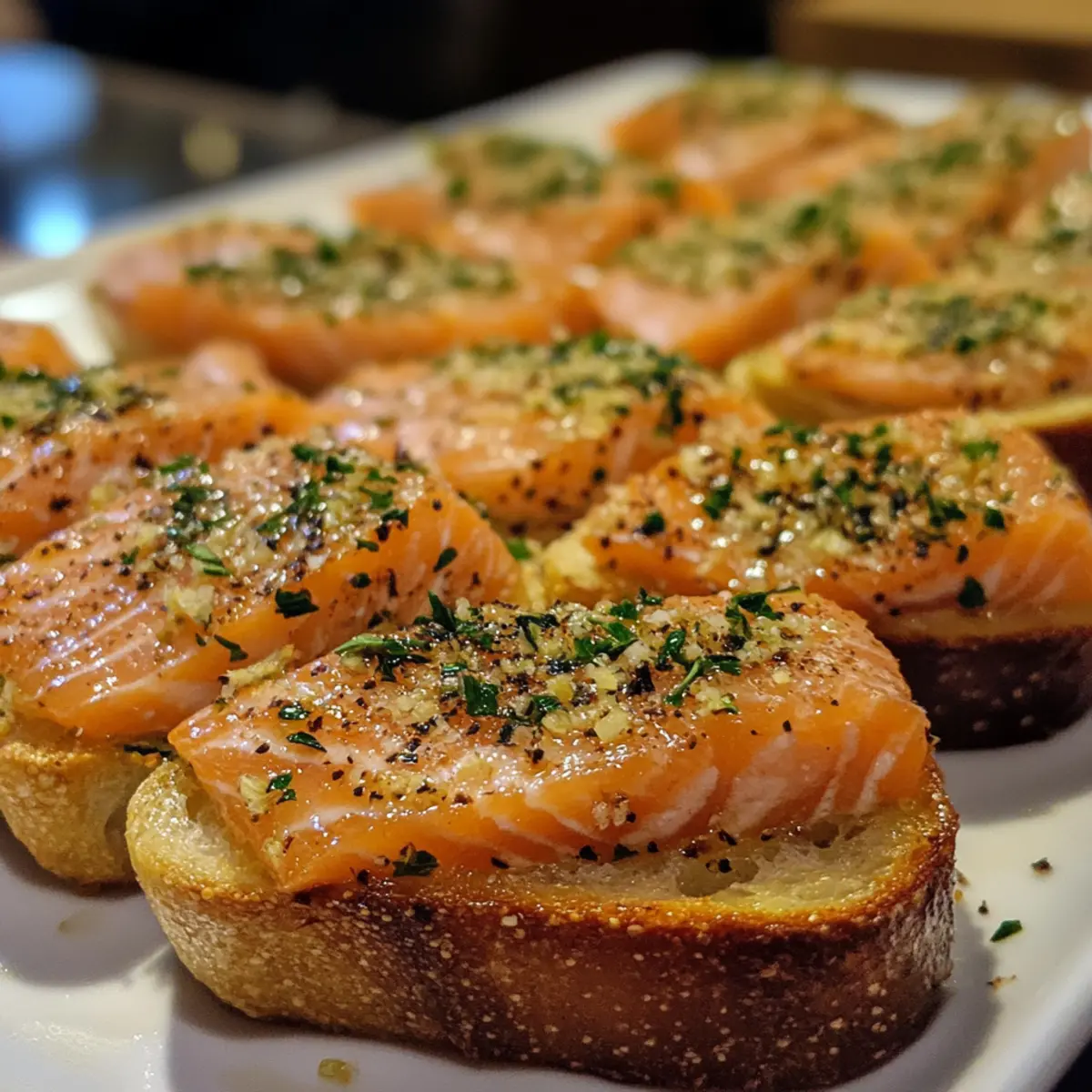 Lemon Herb Salmon Crostini