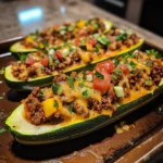 Beef Taco Stuffed Zucchini Boats