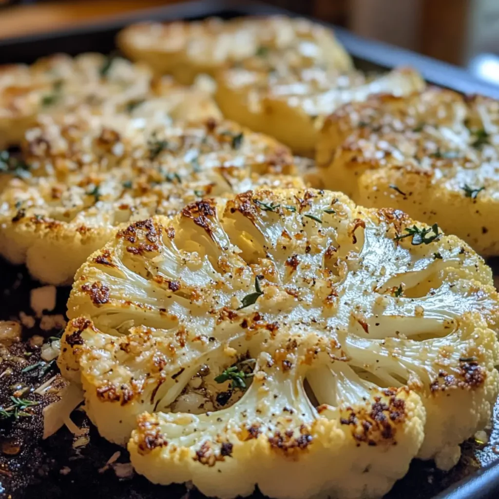Roasted Garlic Parmesan Cauliflower Steaks