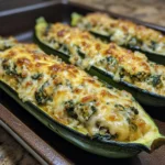 Cheesy Spinach Stuffed Zucchini