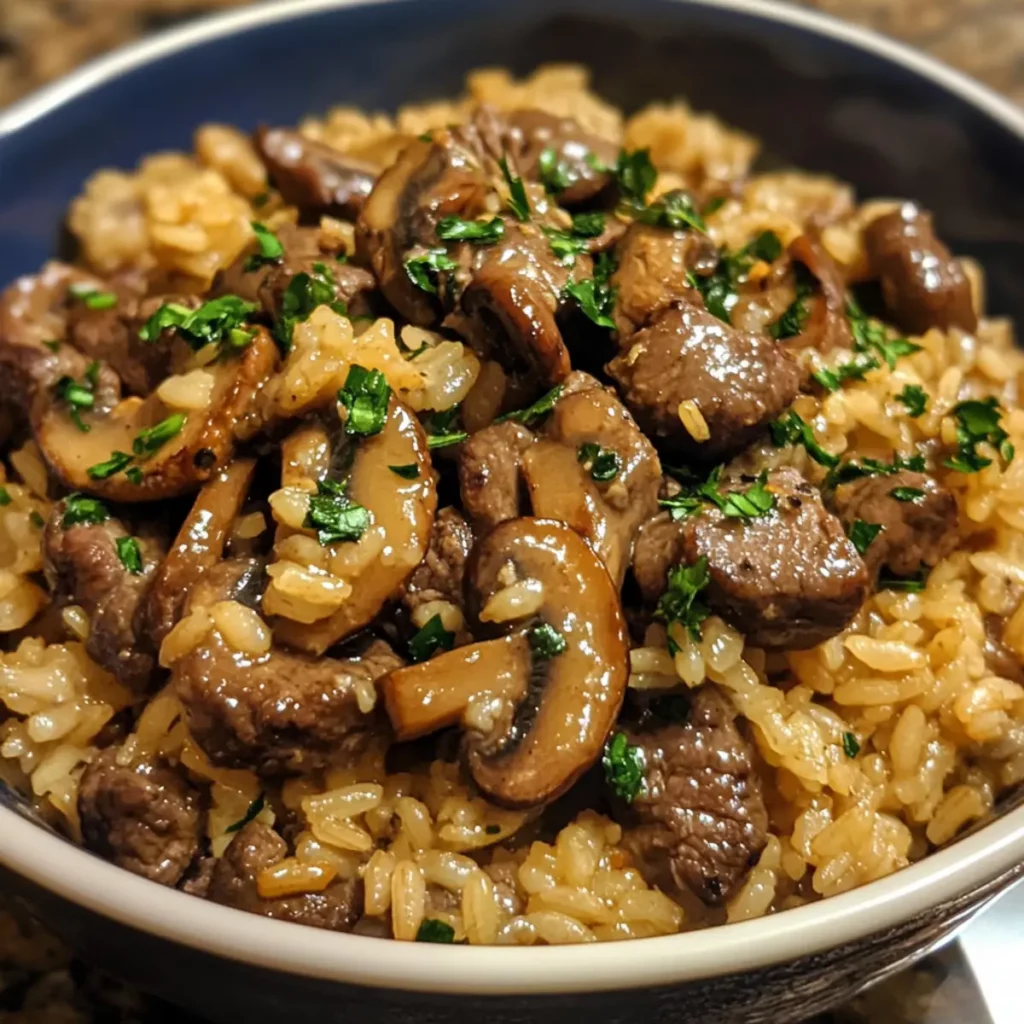 Savory Beef Mushroom Rice Dinner