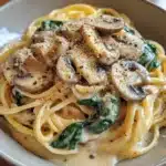 Creamy Mushroom Spinach Pasta Dish