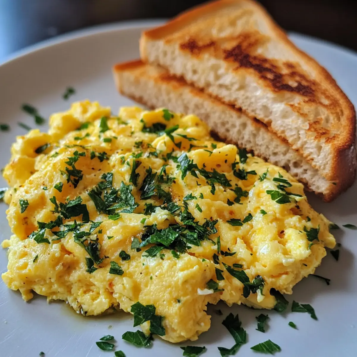 Herb Scrambled Eggs with Toast