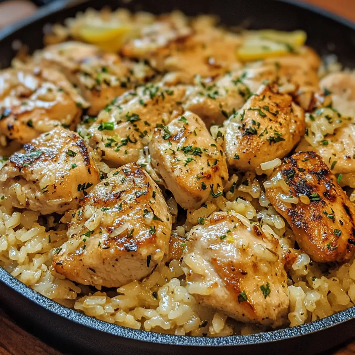 Garlic Lemon Chicken Rice Skillet
