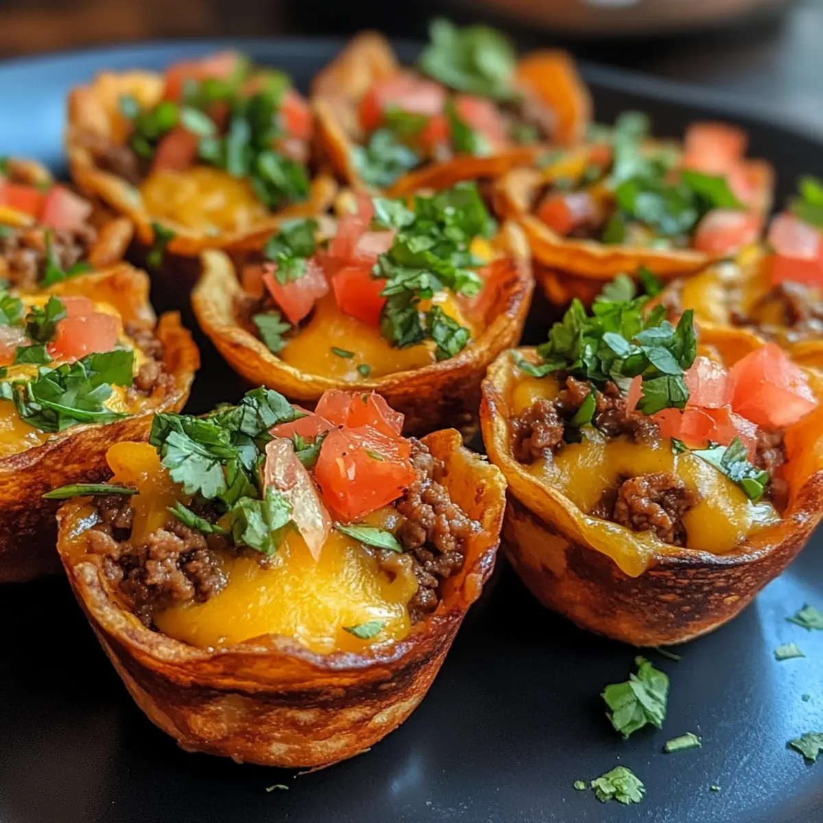 Mini Cheesy Beef Nacho Cups