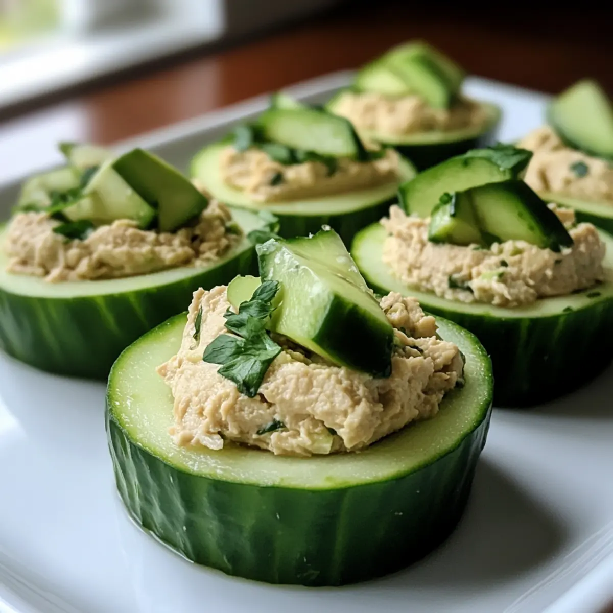 Creamy Tuna Avocado Cucumber Cups