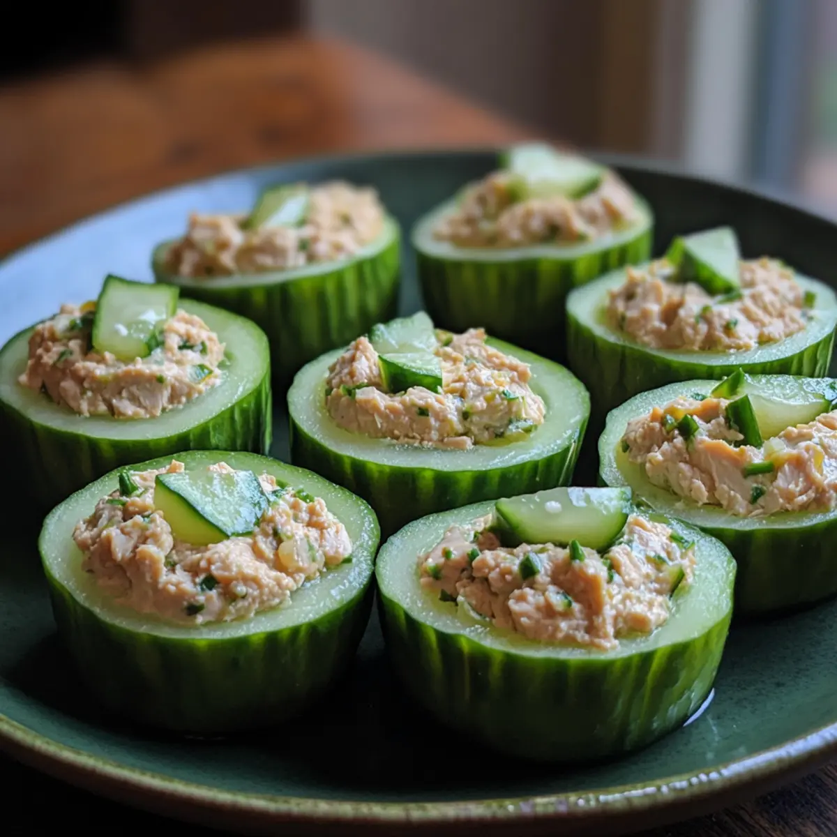Creamy Tuna Stuffed Cucumber Cups