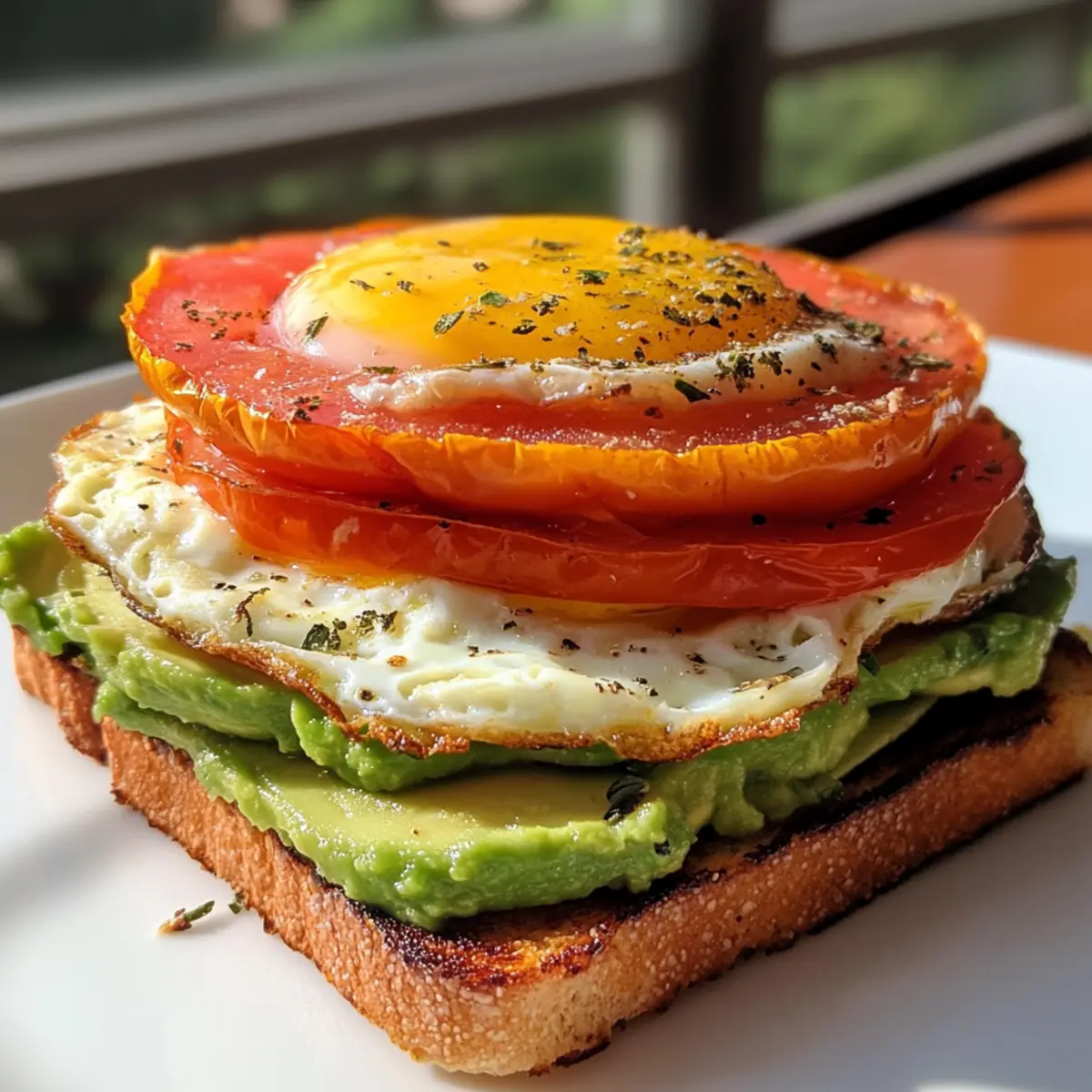 Avocado Tomato Egg Toast Stack