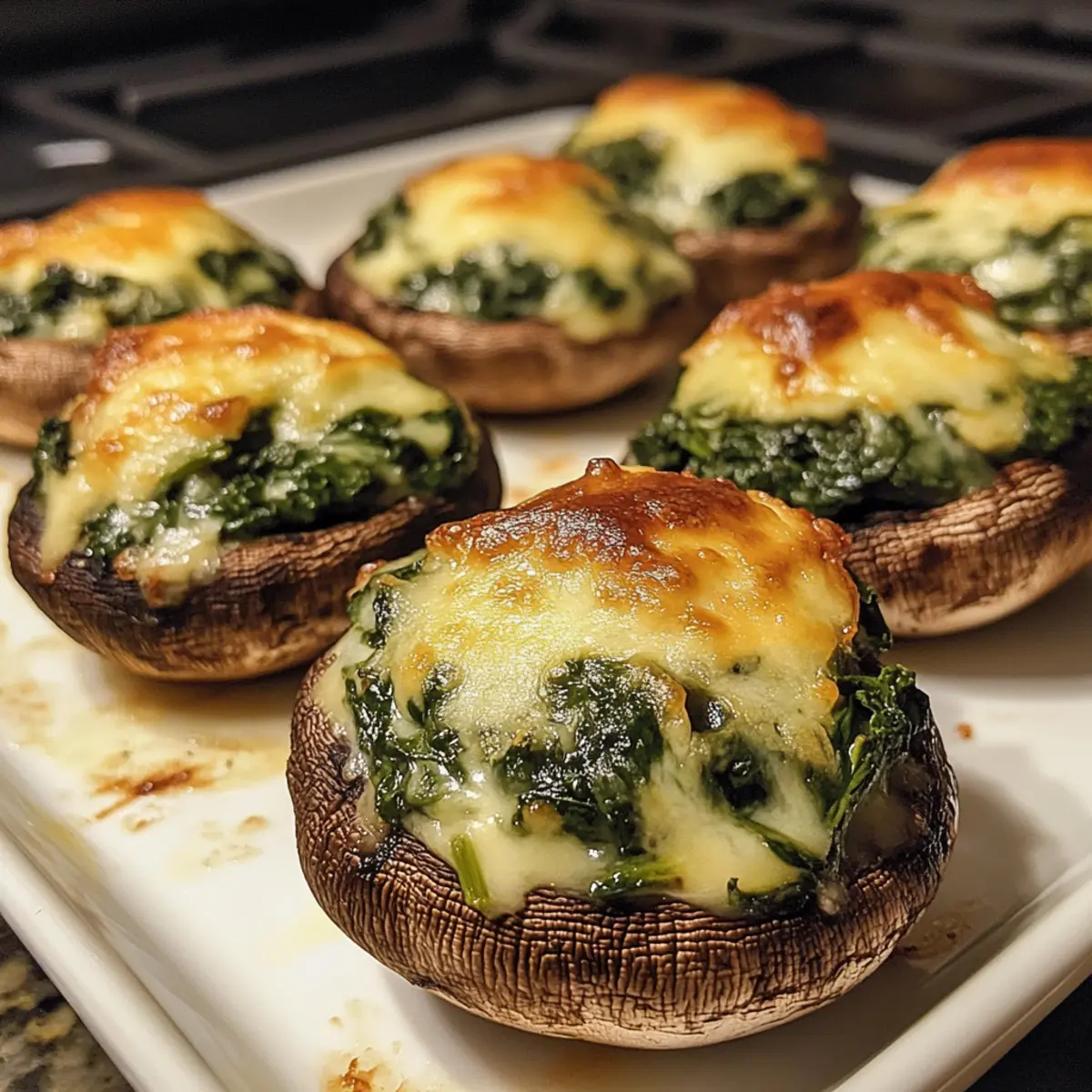 Cheesy Spinach Stuffed Mushroom Caps