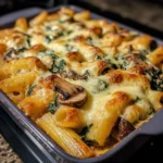 Creamy Mushroom Spinach Pasta Bake