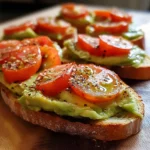 Creamy Avocado Tomato Crostini