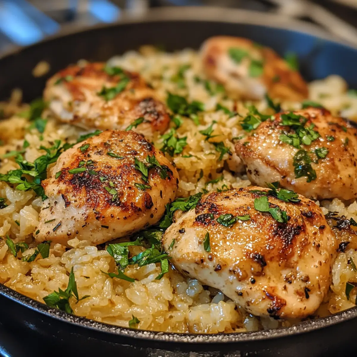 Garlic Butter Chicken Rice Skillet Meal
